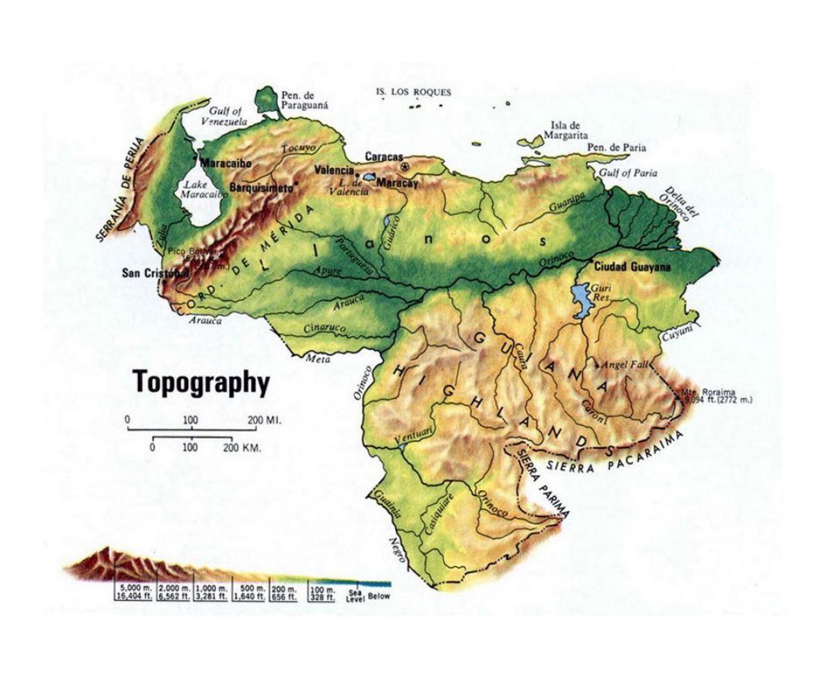 kort i venezuela topografisk