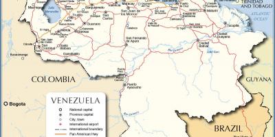 Detaljeret kort over venezuela