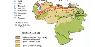 Kort venezuelas naturressourcer